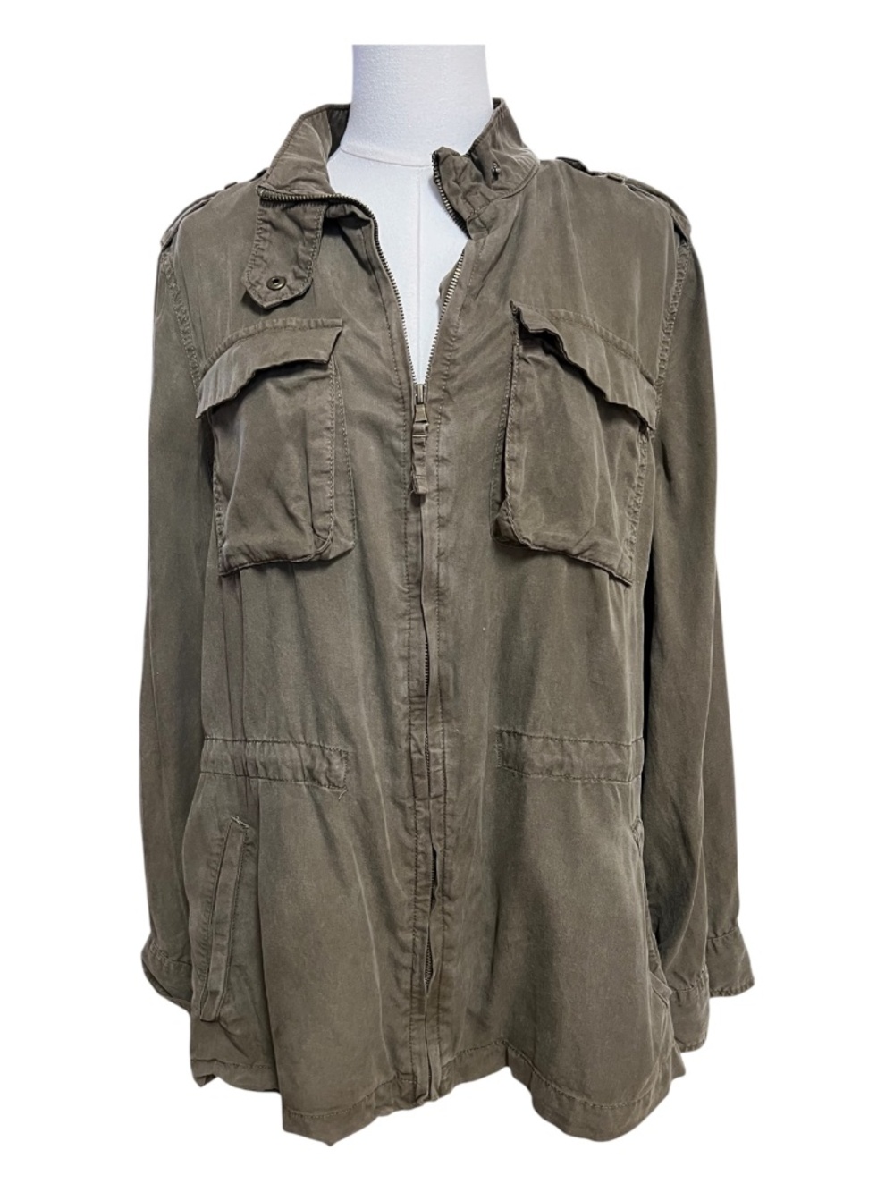EUC EVRI Olive Green Tencel Utility Field Jacket | Size 0X